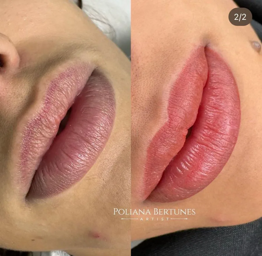 Micropigmentação labial — antes e depois