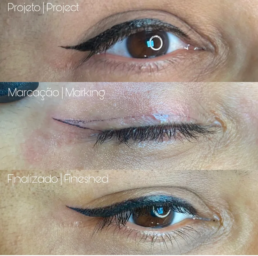 Micropigmentação dos olhos — antes e depois