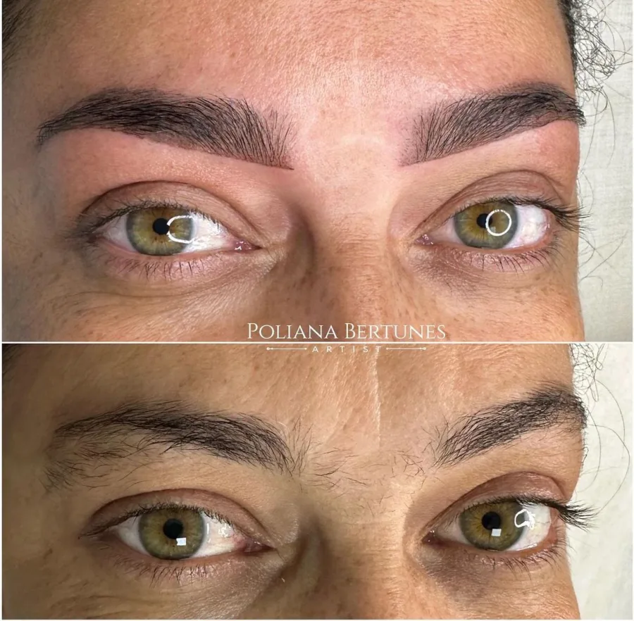 Micropigmentação de sobrancelhas — antes e depois